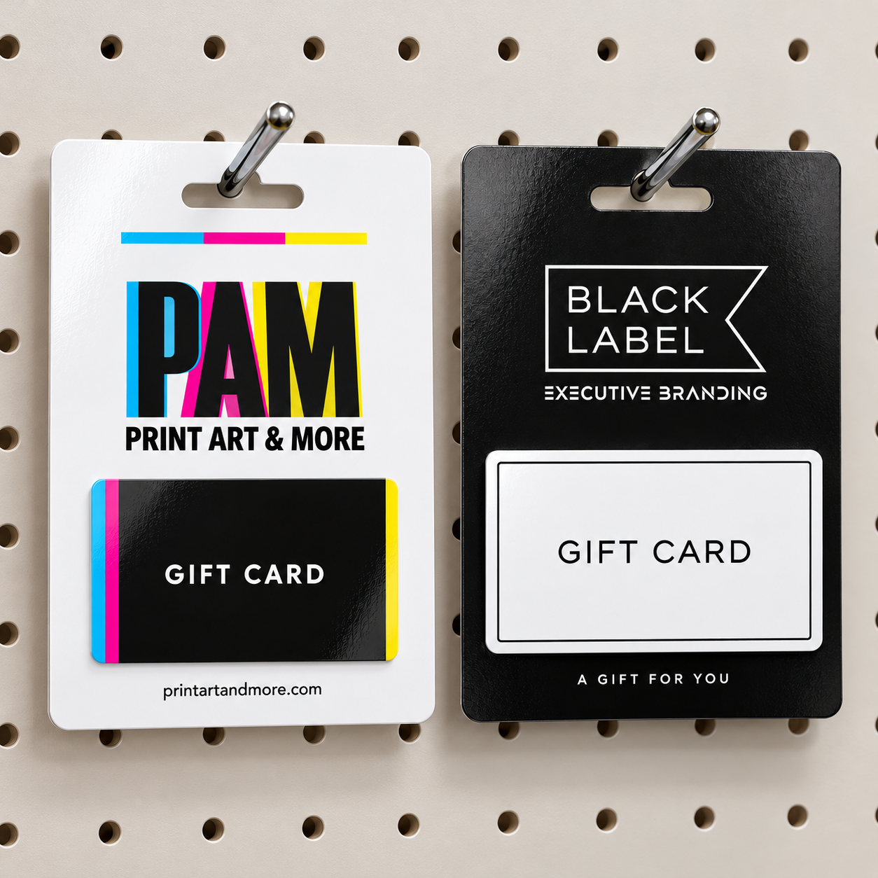 Hanging gift card holders